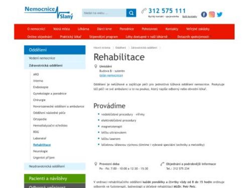 Rehabilitace - Nemocnice Slaný