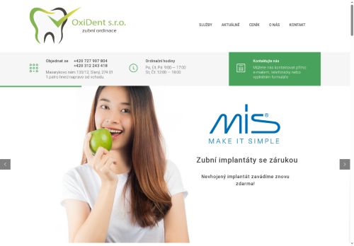 Zobrazit webové stránky Zubní ordinace - OxiDent s.r.o. - lékař stomatolog Denis Kirichenko