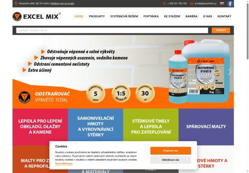 Webové stránky EXCEL MIX CZ, s.r.o., Velim