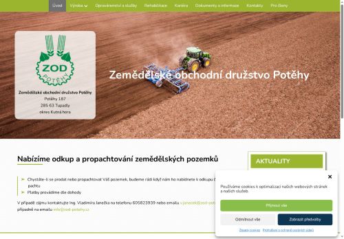 Zemědělské obchodní družstvo Potěhy nabízí práci na pozici Traktorista/ka v obci Potěhy