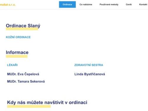 Kožní ordinace - DermaSet s.r.o. - MUDr. Eva Čepelová, MUDr. Tamara Sekerová