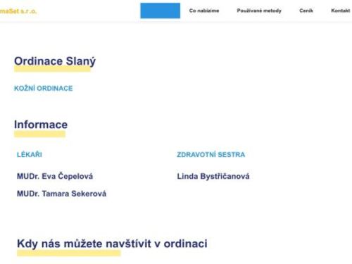 Kožní ordinace - DermaSet s.r.o. - MUDr. Eva Čepelová, MUDr. Tamara Sekerová