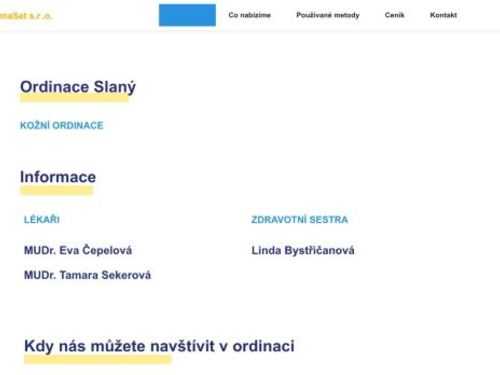 Kožní ordinace - DermaSet s.r.o. - MUDr. Eva Čepelová, MUDr. Tamara Sekerová