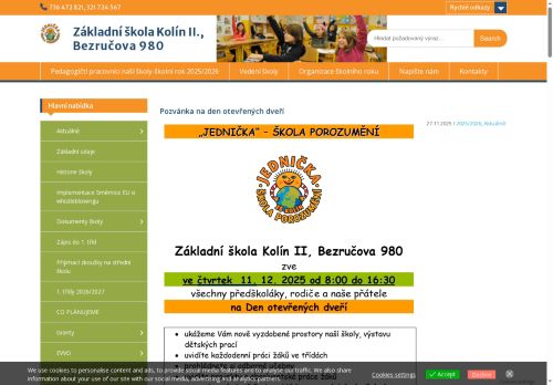Webové stránky Základní škola Kolín II., Bezručova 980, Kolín