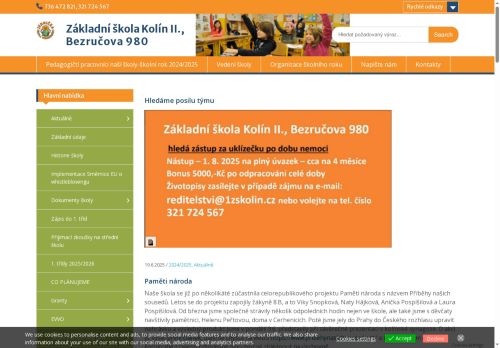 Webové stránky Základní škola Kolín II., Bezručova 980, Kolín