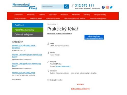 Praktický lékař pro dospělé - MUDr. Daniela Neduchalová