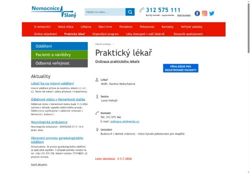 Zobrazit webové stránky Praktický lékař pro dospělé - MUDr. Daniela Neduchalová