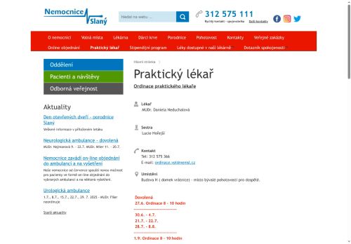Zobrazit webové stránky Praktický lékař pro dospělé - MUDr. Daniela Neduchalová