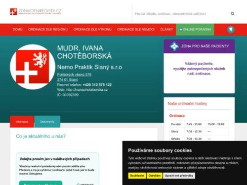 Praktický lékař pro dospělé - Nemo Praktik Slaný s.r.o. - MUDr. Ivana Chotěborská