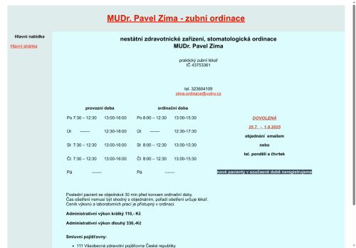 Zobrazit webové stránky Zubní ordinace - MUDr. Pavel Zíma