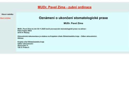 Zubní ordinace - MUDr. Pavel Zíma