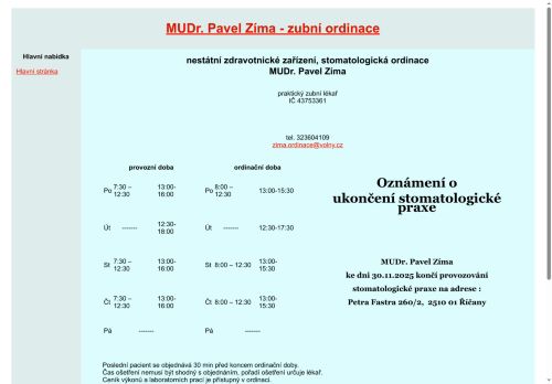 Zobrazit webové stránky Zubní ordinace - MUDr. Pavel Zíma