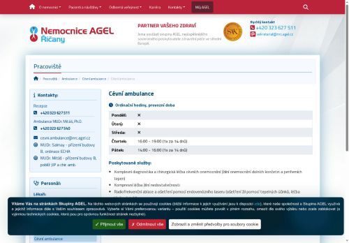 Zobrazit webové stránky Cévní ambulance - Nemocnice Říčany