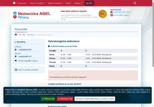 Zobrazit webové stránky Hematologická ambulance - Nemocnice Říčany