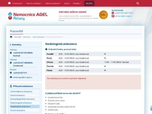 Kardiologická ambulance - Nemocnice Říčany