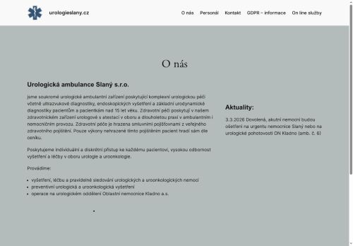 Zobrazit webové stránky Urologická ambulance Slaný - MUDr. Lubomír Hyršl, Ph.D.