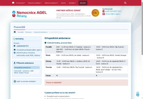 Zobrazit webové stránky Ortopedická ambulance - Nemocnice Říčany
