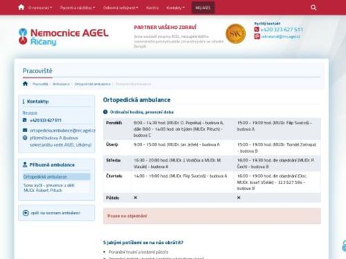 Ortopedická ambulance - Nemocnice Říčany