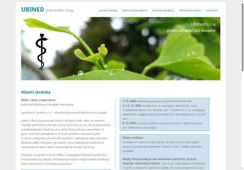 Zobrazit webové stránky Praktický lékař pro dospělé Ubined s.r.o. - MUDr. Lenka Cimprichová