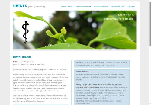 Zobrazit webové stránky Praktický lékař pro dospělé Ubined s.r.o. - MUDr. Lenka Cimprichová