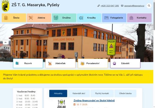 Webové stránky Základní škola T. G. Masaryka, Pyšely