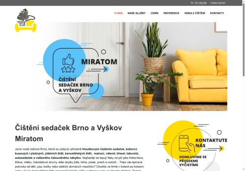 Zobrazit webové stránky Odborné čištění sedaček koberců Brno a Vyškov Miratom