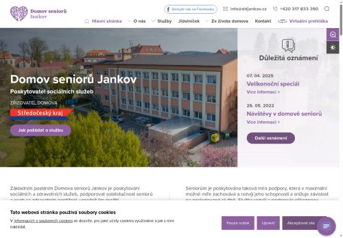 Webové stránky Domov seniorů Jankov, poskytovatel sociálních služeb, Jankov