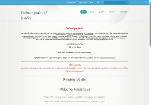 Zobrazit webové stránky Praktický lékař pro dospělé - MUDr. Iva Koudelková