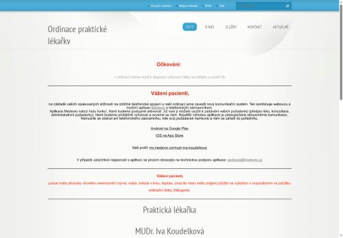 Zobrazit webové stránky Praktický lékař pro dospělé - MUDr. Iva Koudelková