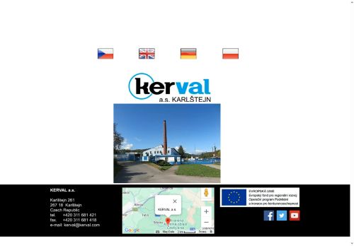 Webové stránky KERVAL a.s., Karlštejn