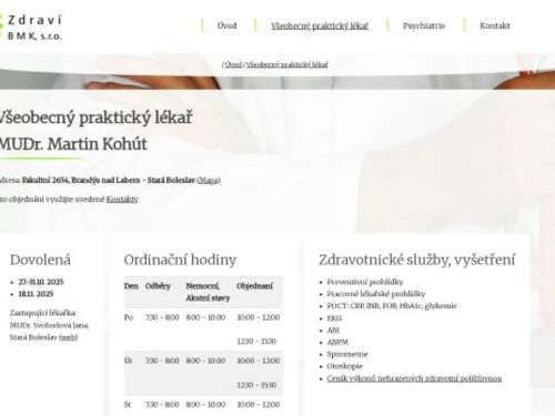 Praktický lékař pro dospělé - Zdraví BMK s.r.o. - MUDr. Martin Kohút