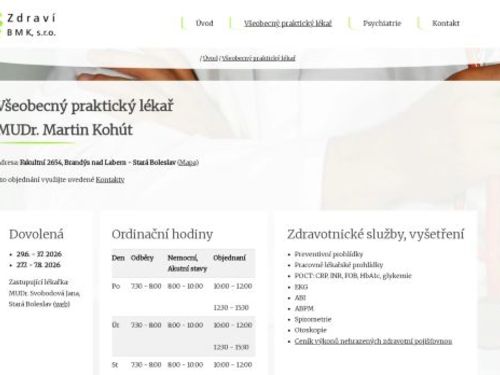Praktický lékař pro dospělé - Zdraví BMK s.r.o. - MUDr. Martin Kohút