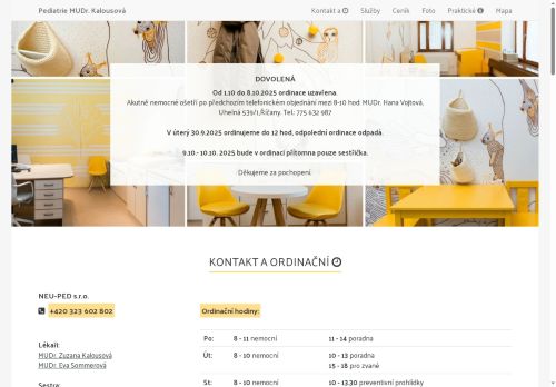 Zobrazit webové stránky Praktický lékař pro děti a dorost - NEU-PED s.r.o. - MUDr. Zuzana Kalousová, MUDr. Eva Sommerová