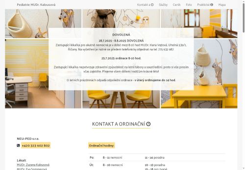 Zobrazit webové stránky Praktický lékař pro děti a dorost - NEU-PED s.r.o. - MUDr. Zuzana Kalousová, MUDr. Eva Sommerová