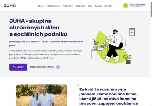 Webové stránky JUHA s.r.o., Vyškov