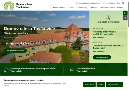 Domov u lesa Tavíkovice, příspěvková organizace nabízí práci na pozici Pracovník/ice v sociálních službách v obci Tavíkovice