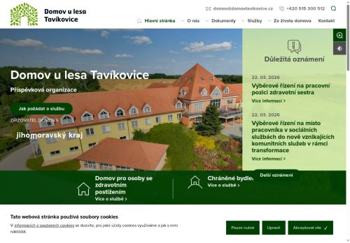 Webové stránky Domov u lesa Tavíkovice, příspěvková organizace, Tavíkovice