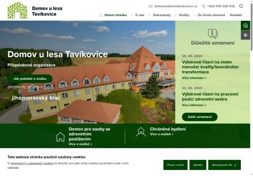 Domov u lesa Tavíkovice, příspěvková organizace nabízí práci na pozici Manager kvality, koordinátor transformace   m/ž v obci Tavíkovice