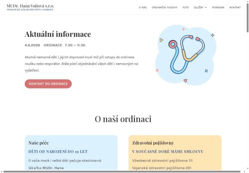 Zobrazit webové stránky Praktický lékař pro děti a dorost - MUDr. Hana Vojtová