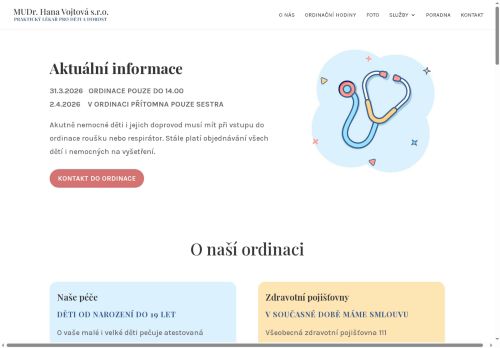 Zobrazit webové stránky Praktický lékař pro děti a dorost - MUDr. Hana Vojtová