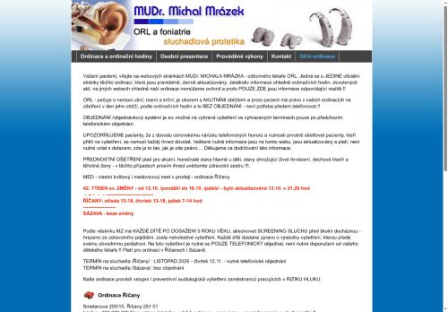Zobrazit webové stránky ORL - MUDr. Michal Mrázek
