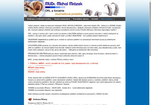 Zobrazit webové stránky ORL - MUDr. Michal Mrázek