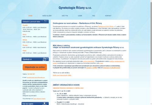 Zobrazit webové stránky Gynekologie Říčany s.r.o. - MUDr. Jan Drahoňovský, MUDr. Hana Klenková, MUDr. Lucie Marešová