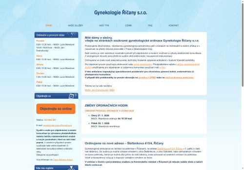 Zobrazit webové stránky Gynekologie Říčany s.r.o. - MUDr. Jan Drahoňovský, MUDr. Hana Klenková, MUDr. Lucie Marešová