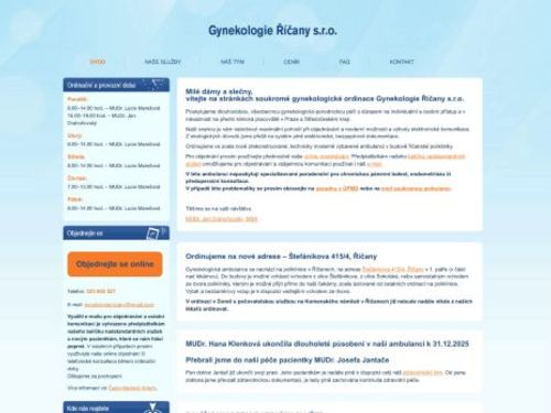 Gynekologie Říčany s.r.o. - MUDr. Jan Drahoňovský, MUDr. Hana Klenková, MUDr. Lucie Marešová