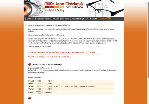 Zobrazit webové stránky Oční ordinace - MUDr. Jana Mrázková