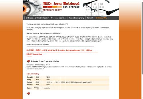 Zobrazit webové stránky Oční ordinace - MUDr. Jana Mrázková
