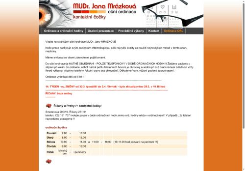 Zobrazit webové stránky Oční ordinace - MUDr. Jana Mrázková