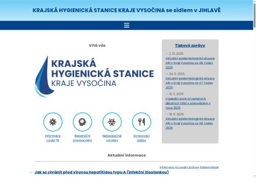 Webové stránky Krajská hygienická stanice kraje Vysočina se sídlem v Jihlavě, Třebíč