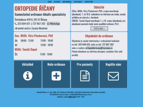 Ortopedie Říčany - Doc. MUDr. Věra Pinskerová, Ph.D.